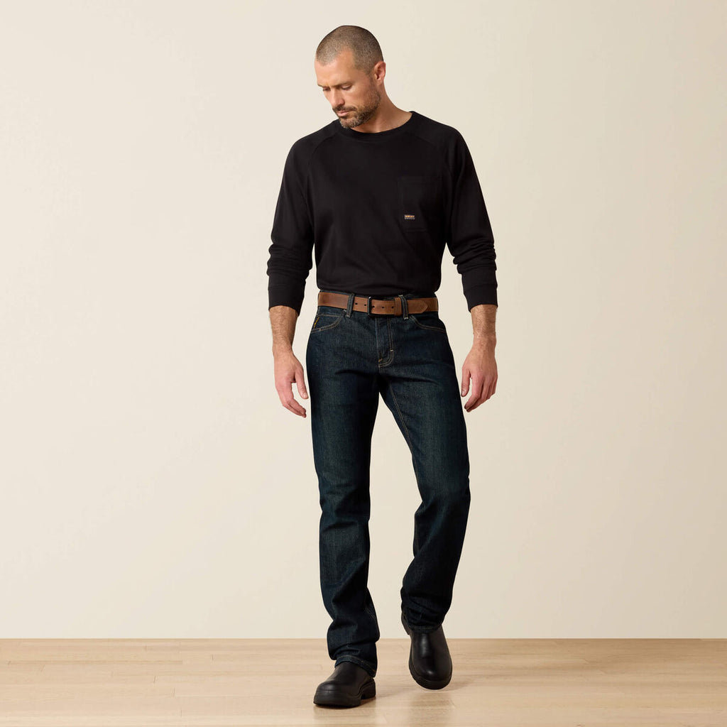 Calça Jeans Ariat | Rebar M7 Slim DuraStretch Basic Stackable Blackstone, Reta Slim (10034627)