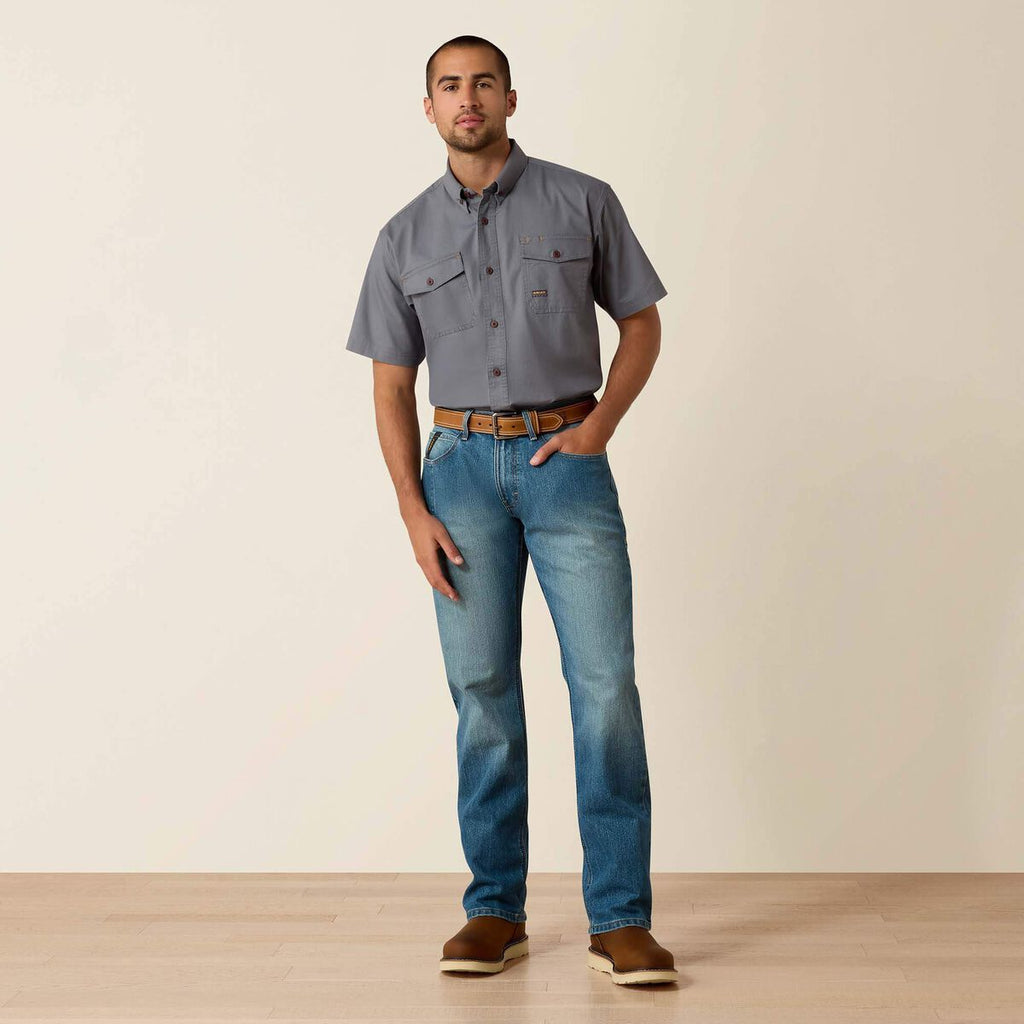 Calça Jeans Ariat Rebar M5 DuraStretch Basic Stackable Edgewood