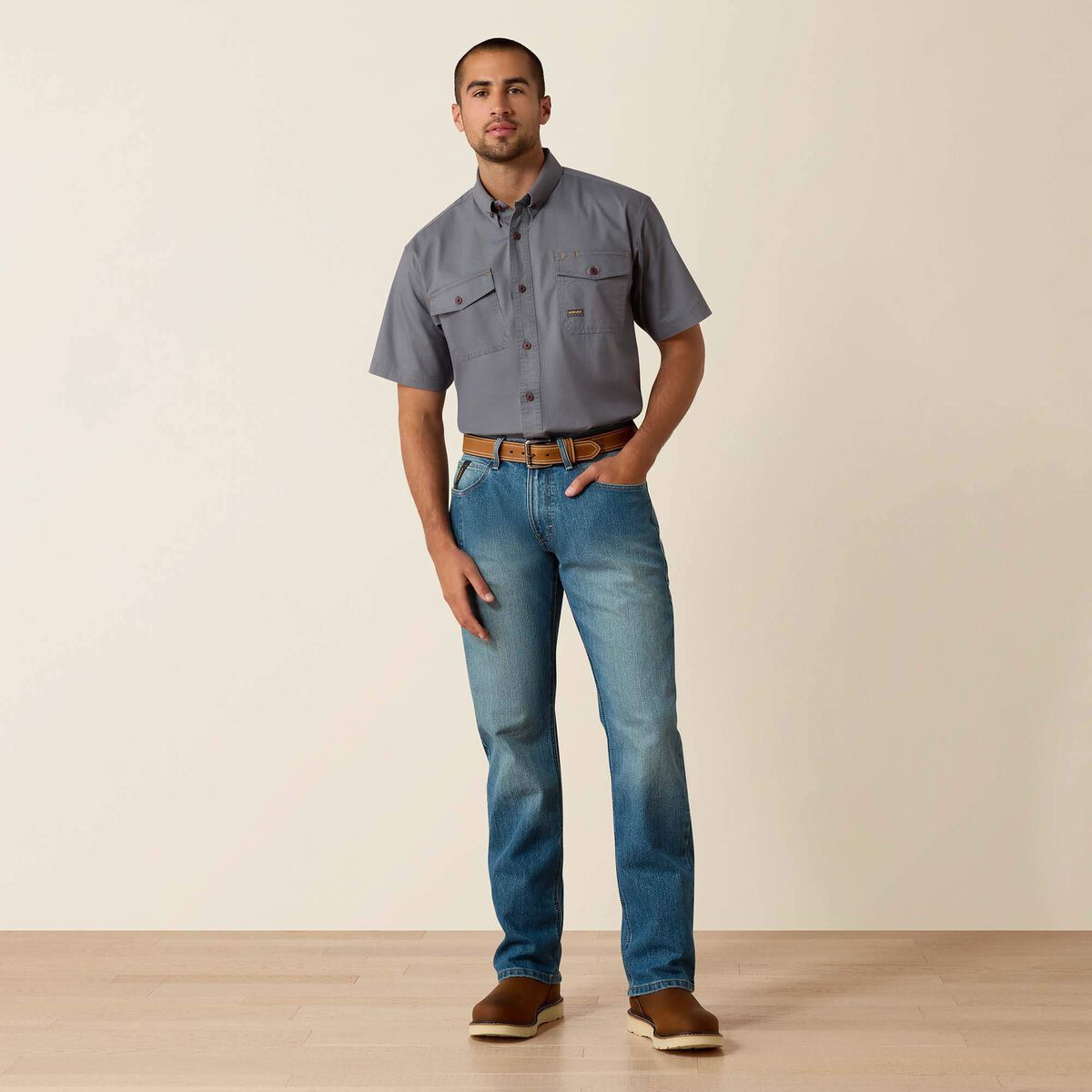 Calça Jeans Ariat Rebar M5 DuraStretch Basic Stackable Edgewood
